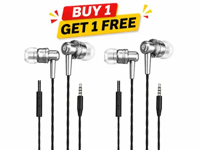 Buy 1 Get 1 Free Metal Handsfree Black Handsfree Universal 3.5mm Earphones | Heavy Bass & Clear Sound | Compatible with All Android Devices