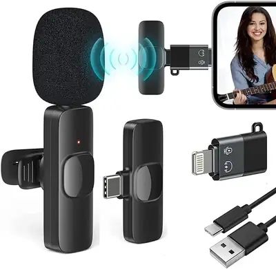 Wireless MIC Type C / IOS K8 Wireless Microphone | Plug & Play | Mini Portable Mic for Recording, Vlogging & Live Streaming