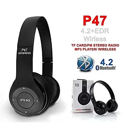 P47 On Ear Wireless Headphones Dynamic Plastic