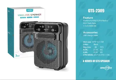GTS 2309 Bluetooth Portable Wireless Speaker - Rechargeable, Compact, Clear Sound for Home and Outdoor Use