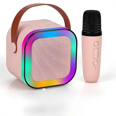 K12 Mini Portable Bluetooth Karaoke Speaker with Wireless Microphone and Dynamic Lights Kids Karaoke Machine Bluetooth Speaker Toys 10+Years Boys Birthday Gift for Girls Kids Boys.