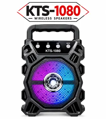 Portable Wireless Speaker,Original KTS 1080 Bluetooth Wireless Speaker / Support USB - SD Card - 3 Inches Device / Mini and Loud Speaker with LED Disco Light {Ever Trend}