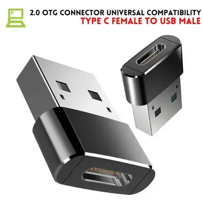 PACK OF 2 Type C to USB Converter Adapter 2.0 OTG Connector Mini Adapter - USB C Female to USB Male Convertor - Universal Compatibility With All Type C ports