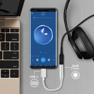 Premium Type-C to 3.5mm Audio Headphone Jack Adapter DAC Dongle for Smartphones Laptops