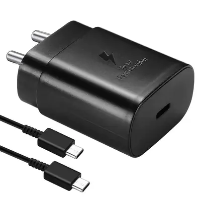 25W PD Fast Charger USB C Type-C Wall Charger with Type-C to Type-C Cable | Super Fast Charging Adapter | Android Fast Charger