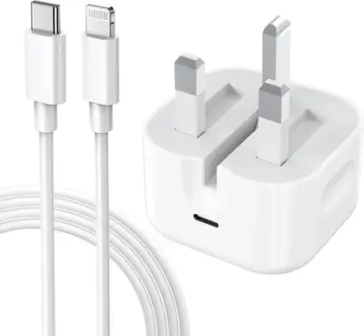 20W 3 Pin Fast Charger with Type-C to Lightning Cable
