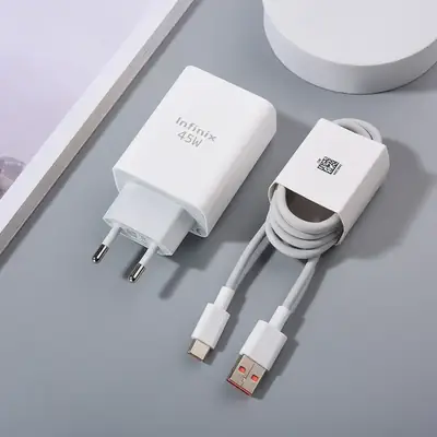 Original 45 W Infinix Charger Adaptor with and without Cable for Infinix Note 40 Pro 30 Pro 5G Zero 20 GT 10 Pro, USB Power Supply Plug Charging Plug Quick Charger Adapter Power Plug for Infinix Hot 40 Pro Note 30