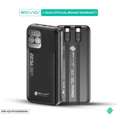 Led display 20000mAh PD Fast charging power bank 22.5W Quick Charging Built-in Cables Lightning & Type-C SPB-622