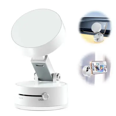 A2 Vacuum Magnetic Folding Mobile Holder | 360° Rotatable Double-Sided Suction Stand | Strong Magnetic Phone Bracket for Desk & Car