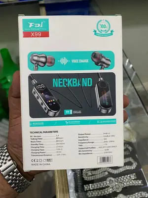 X99 Wireless Neckband Headset Bluetooth 5.4 with Digital Display, Magnetic Earbuds & Memory Card Support thumbnail 4