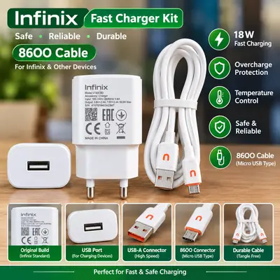 Infinix 18W Fast Charger with USB Cable – Model U180KEB