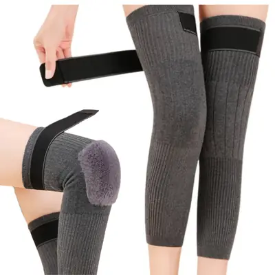 2Pcs/ With Strap Knee warmer for men and women with straps/Belts, Wool Knee Pads, thermal legs warmer for medical use, fleece brace warmer, knee pain relief thumbnail 3