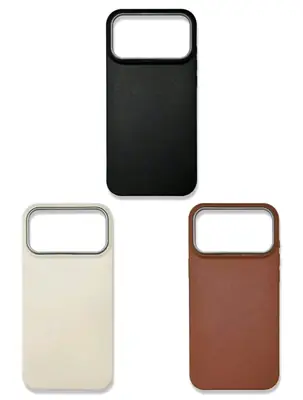 Luxury Leather Texture Shockproof Case for iPhone 17 Pro Max – Metal Camera Frame Protection (Black & Brown) thumbnail 2