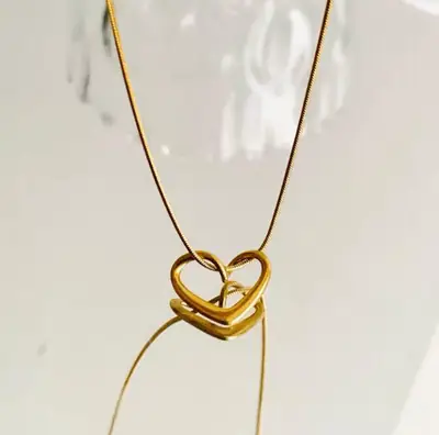 Heart Design Gold Plated Necklace thumbnail 3