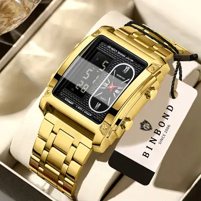 BINBOND Electronic Men's Watch Versatile Dual-Movement