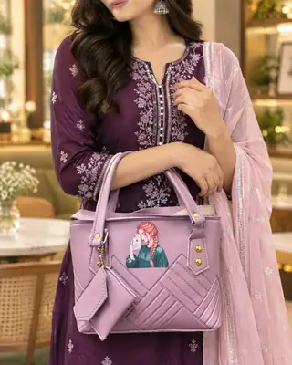 Girl's Leather Plain Hand Bag
