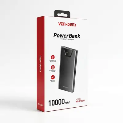 VEN-DENS 10000mAh Portable Power Bank (VD-PB041) with Charging Cable