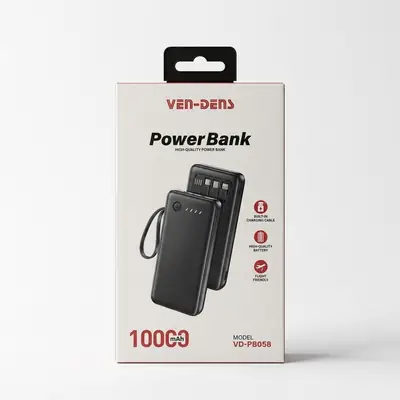 VEN-DENS 10000mAh Power Bank (VD-PB058) - Built-in 4 Cables