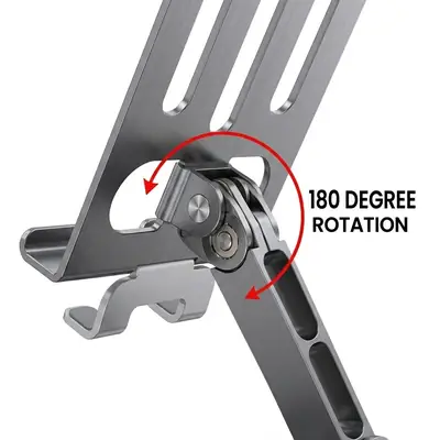Rotating Metal Phone Stand – Universal Foldable Desktop Holder thumbnail 3