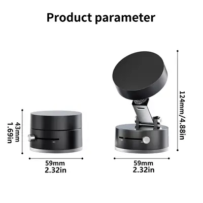 Vacuum Suction Cup Magnetic Car Phone Holder - Retractable Foldable Mount thumbnail 2