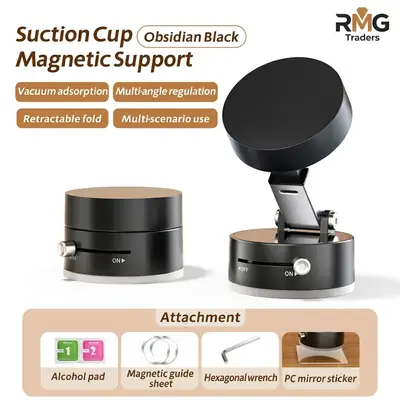 Vacuum Suction Cup Magnetic Car Phone Holder - Retractable Foldable Mount thumbnail 3