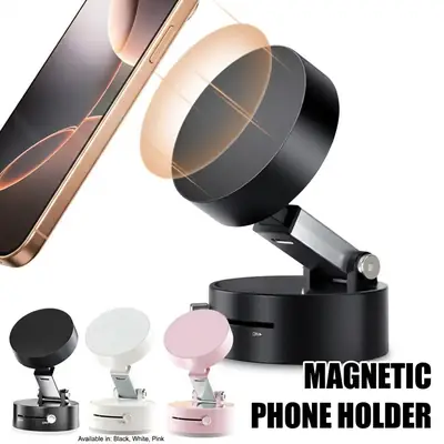 Vacuum Suction Cup Magnetic Car Phone Holder - Retractable Foldable Mount thumbnail 4