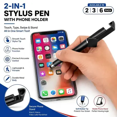 3 in 1 Multifunctional Stylus Touch Pen with Phone Holder Stand