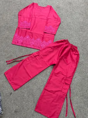 2 Pcs Women's Stitched Cotton Embroidered Co-Ord Set thumbnail 2