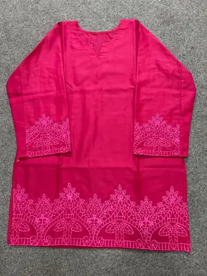 2 Pcs Women's Stitched Cotton Embroidered Co-Ord Set thumbnail 3
