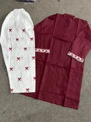 2 Pcs Women's Stitched Cotton Embroidered Shirt And Trouser thumbnail 3