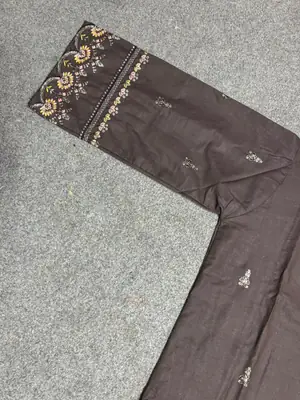 2 Pcs Women's Stitched Cotton Embroidered Shirt And Trouser thumbnail 2