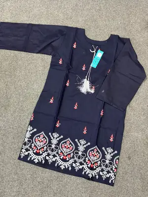 2 Pcs Women's Stitched Cotton Jacquard Embroidered Shirt And Trouser thumbnail 3