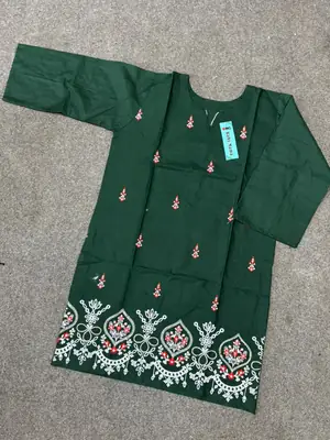 2 Pcs Women's Stitched Cotton Jacquard Embroidered Shirt And Trouser thumbnail 2