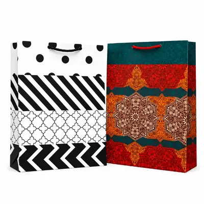 Large size Luxury Printed Bleach card Gift Bag | Reusable Shopping Bag with Strong Rope Handles | Gift Packaging Bag for Birthday, Wedding, Eid, Boutique & Retail Stores thumbnail 3