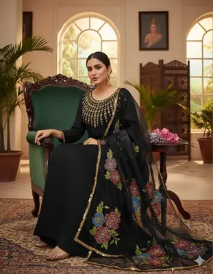 3 Pcs Women's Unstitched Sequins Embroidered Suit