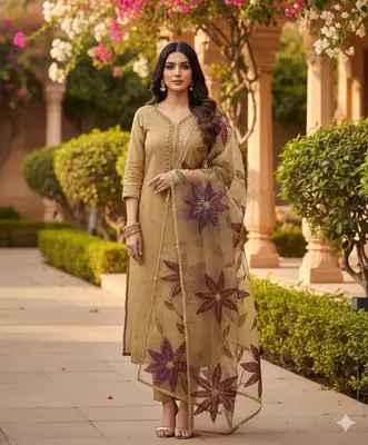 3 Pcs Women's Unstitched Sequins Embroidered Suit