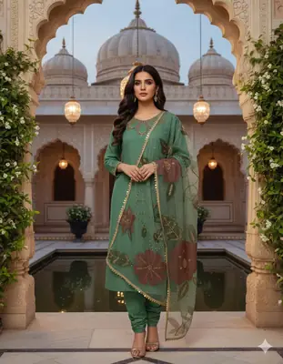 3 Pcs Women's Unstitched Sequins Embroidered Suit