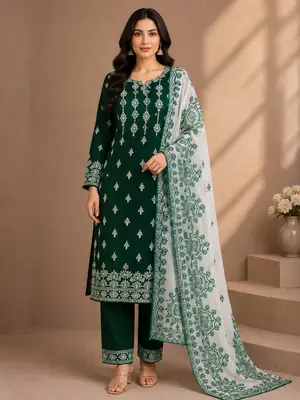 14 august 3 Pcs Women's Unstitched Embroidered Suit