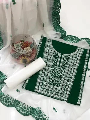 14 August 3 Pcs Women's Unstitched Embroidered Suit thumbnail 2
