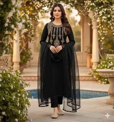 3 Pcs Women's Unstitched Embroidered Suit 