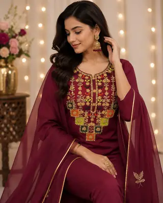 3 Pcs Women's Unstitched Embroidered Suit 