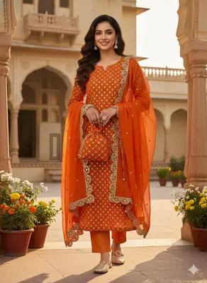 3 Pcs Women's Unstitched Sheesha Work Suit