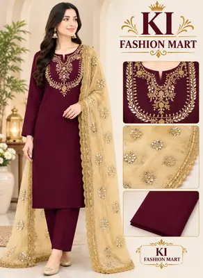 Party Dress For Girls 3 Pcs Women's Unstitched Sheesha Work