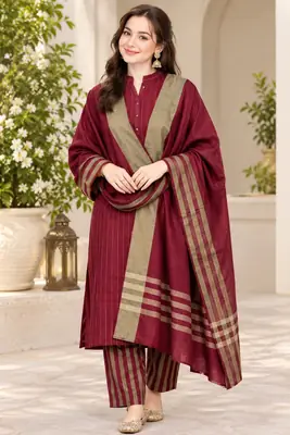 Khaddar Stuff Winter Collection 3 Pcs Women's Unstitched