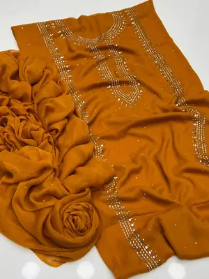2 Pcs Women's Unstitched Hand Work Suit thumbnail 2