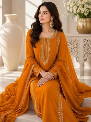 2 Pcs Women's Unstitched Hand Work Suit thumbnail 3