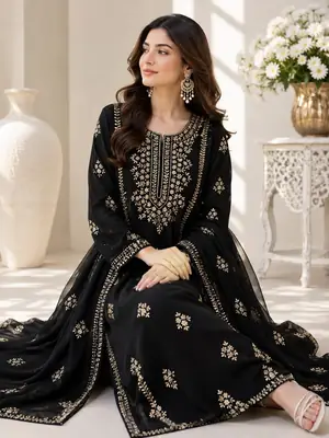 2 Pcs Women's Unstitched Gota Work Suit
