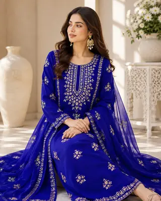 2 Pcs Women's Unstitched Gota Work Suit