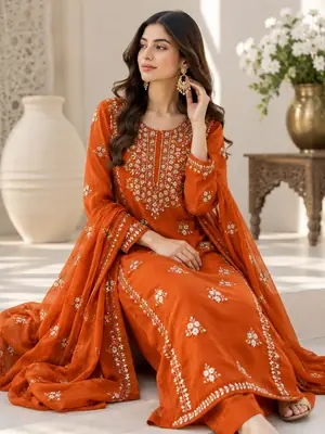 2 Pcs Women's Unstitched Gota Work Suit