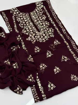2 Pcs Women's Unstitched Gota Work Suit thumbnail 2